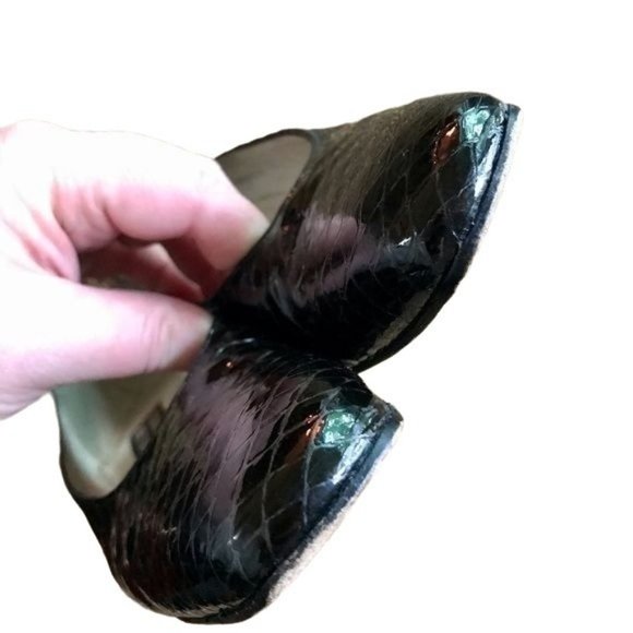 Stuart Weitzman Patent Leather Croc Block Heels Size 7 A - Picture 4 of 9